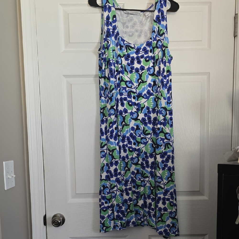 Vibrant Floral Maxi Dress - Blue and Green